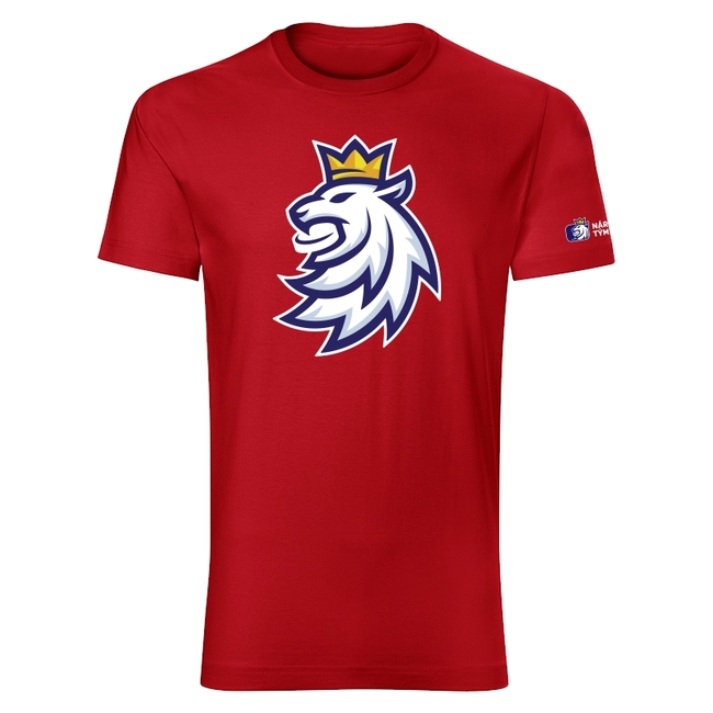 Tričko pánské logo lev Český hokej červené