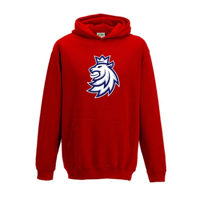 Mikina dětská klokanka logo lev ČH červená
