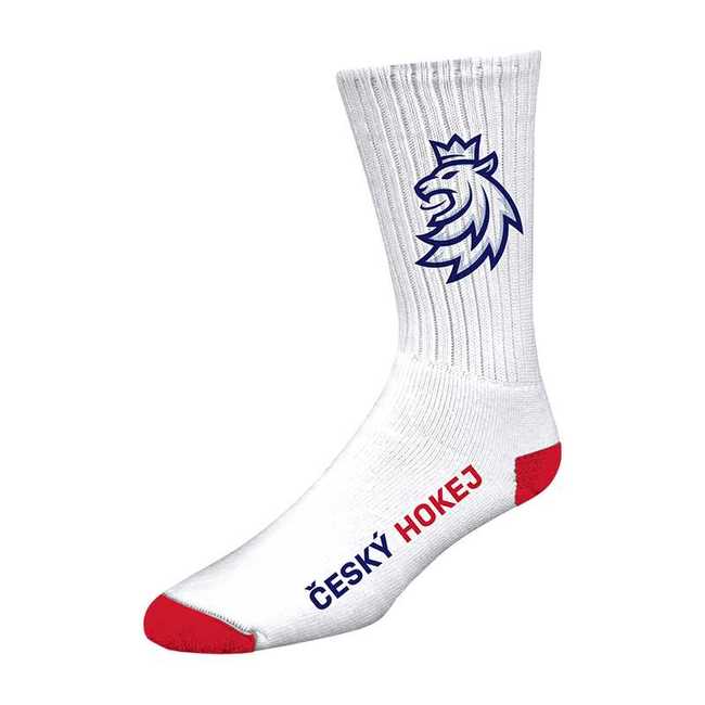 Ponožky dlouhé bílo-červené logo lev ČH Český hokej