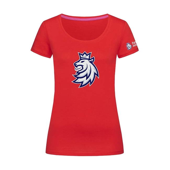 Tričko dámské červené logo lev Český hokej