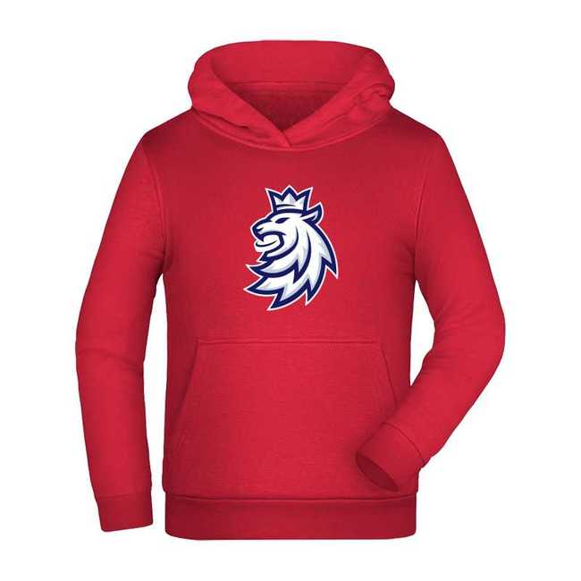 Kid's hoodie printed lion Czech Hockey red