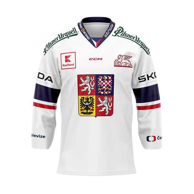 Fan jersey 23/24 with Czech national emblem white with ads Czech Hockey CH