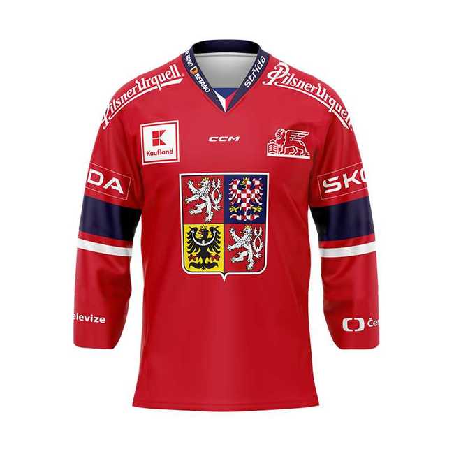 Fan jersey 23/24 with Czech national emblem red with ads Czech Hockey CH