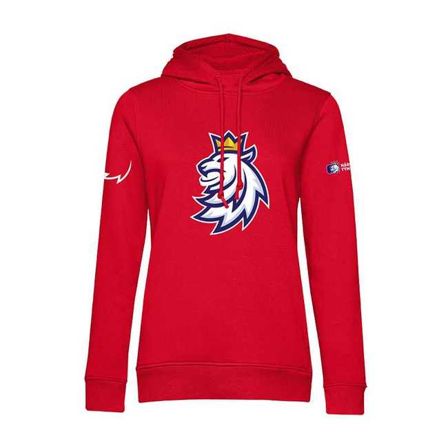 Women's hoodie organic logo lion CH red Czech Hockey