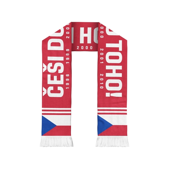 Scarf knitted Česi do toho with flag and years of gold